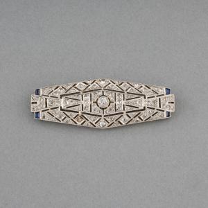 Antique Art Deco Brooch In Platinum Gold And Diamonds