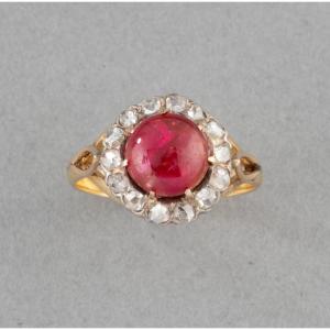 Antique Gold Ruby And Diamond Ring