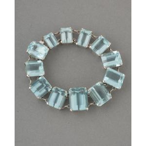 Vintage French Gold And Aquamarine Bracelet