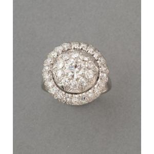 Art Deco French Platinum And Diamond Ring