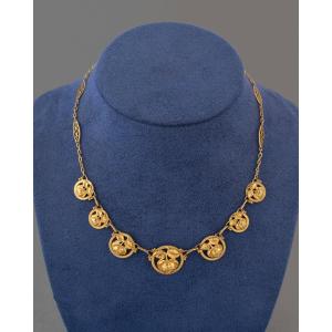 Antique French Gold Drapery Necklace