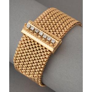 Vintage French Gold And Diamond Bracelet