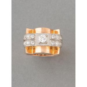 Antique French Gold And Diamond Tank Ring