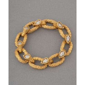 Vintage French 70's Gold And Diamond Bracelet