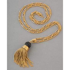Mauboussin Paris Vintage Gold And Onyx Pompon Necklace