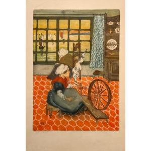 Etching And Aquatint By Gustave Marie: Le Rouet