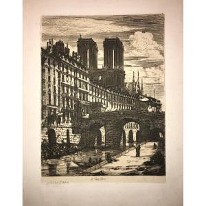 Engraving By Charles Meryon: The Little Bridge