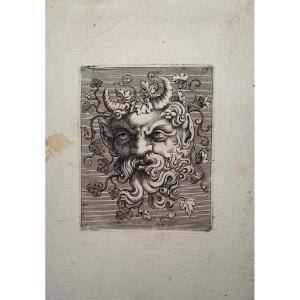 Antique Engraving By Ghisi: Mascaron