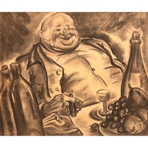 Drawing By André Collot: At The Restaurant, Le Digestif