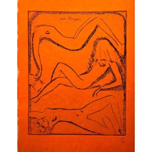 Numbered Etching By Kees Van Dongen: Three Nudes