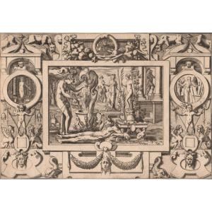 16th Century Print By Boyvin: Medee Makes Mixtions Beyond The Body Of Eson