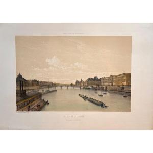 Benoist Lithograph: The Louvre And The Seine