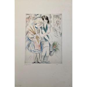 Engraving By Milly Possoz: The Young Housewives