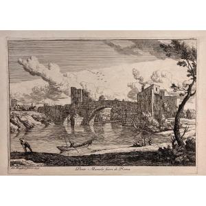 18th Century Engraving By Manglard: Ponte Mamolo Fuori Di Roma