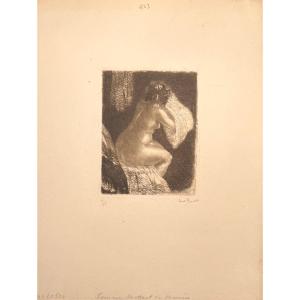 Engraving By Rouart: Woman Putting On Her Shirt