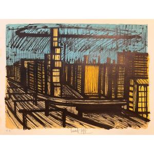 Original Signed Lithograph By Bernard Buffet: The Ginza District