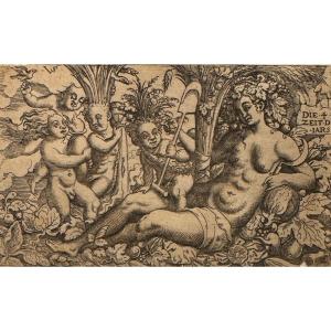 16th Century Engraving By Solis: The Four Seasons Of The Year