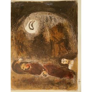 Original Lithograph By Chagall: Ruth At The Feet Of Booz