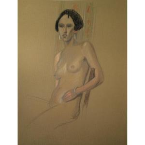 Drawing By Gibert Poillerat: Seated Nude