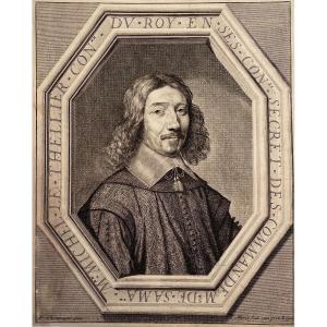 17th Century Engraving By Morin After Champaigne: Michel Le Tellier 