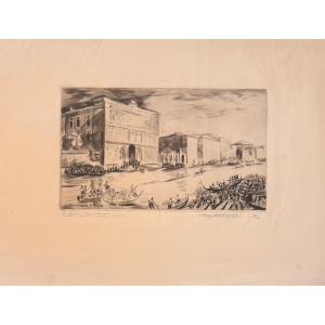 Engraving By Waroquier: The Grand Canal In Venice