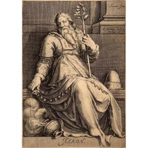 17th Century Print By Matham: Aaron Seated