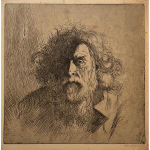 Engraving By Francis Brooks Chadwick: Self-portrait Of The Artist