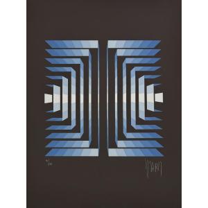 Screen Print By Yvaral: Blue Horizon