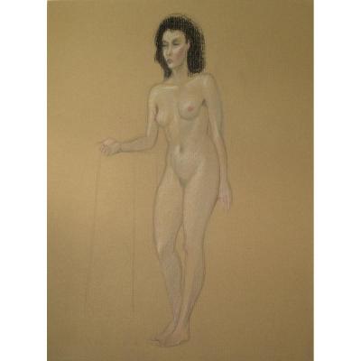 Gilbert Poillerat Drawing : Female Nude In Foot
