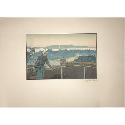 Lithograph By Henri Rivière: Loguivy Le Soir