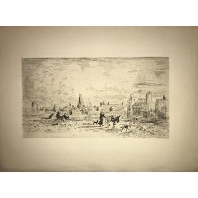 Felix Buhot Print: The Donkeys Of Saint Medard