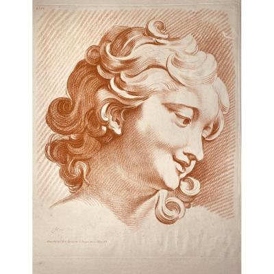 Engraving XVIII In Red Chalk: "head Of A Woman, Life Size"