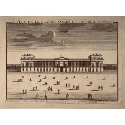 Early 18th Century Engraving Edited By Nicolas De Fer: Veue De La Grande Fasade Du Louvre (sic)