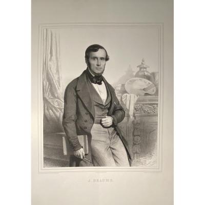 Lithograph: Portrait Of The Painter Joseph Beaume