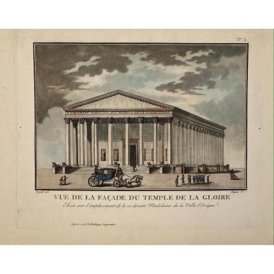 Old Engraving View Of The Facade Of The Temple Of Glory Or The Magdalen