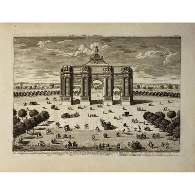 XVIIth Print By Perelle: Arc De Triomphe Outside The Fauxbourg Saint Antoine