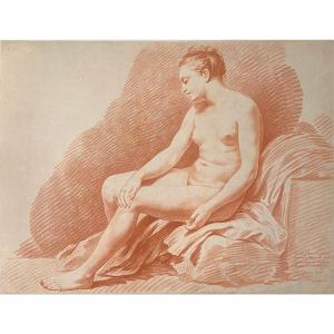 XVIIIth Century Engraving In Pencil Manner By Bonnet: Female Nude
