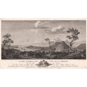 18th Century Engraving By Ozanne: Port St. Georges In The Isle Of Grenada, View From The East Coast
