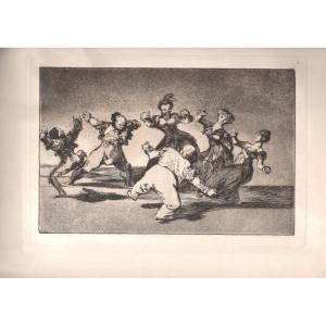 Engraving By Goya: Three Majos And Three Dancing Majas