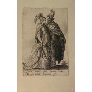 16th Century Engraving By Boissard: Masquerade N°16