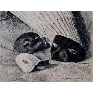 Edmond Girard (1866-1949) - Mid-lent - Still Life With Masks 