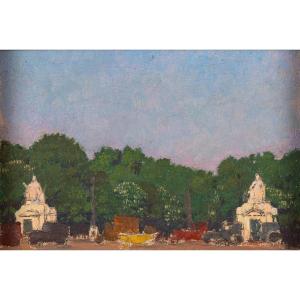 Georges Leroux - Paris, Automobiles At Place De La Concorde - Circa 1900-1910