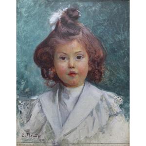 Emile Baraize (1874-1952) Portrait Of Suzanne Netre At The Age Of Five