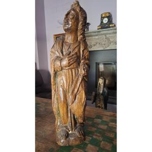 17th Century French School, Sculpture Of St Jean De Calvaire (h 80 Cm)