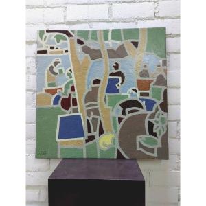 Joan Carles Roca Sans (barcelona 1946), Amorgos (greece)  81 X 81 Cm