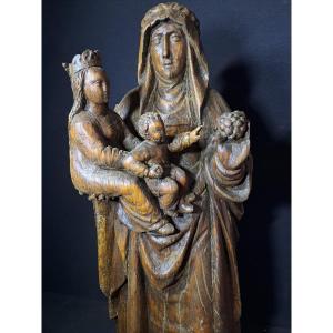 Southern Germany (swabia), Early 16th Century, Sculpture Of Saint Anne Trinitarian H 71 Cm