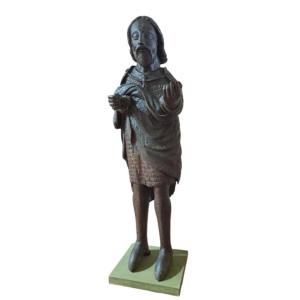 France 15th Century, Sculpture Of A Gentleman H 96 Cm