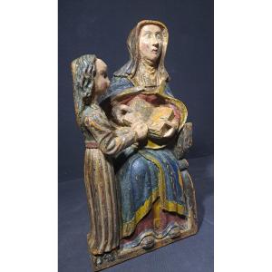 France, 1st Half Of The 16th , Sculpture Of St. Anne Or The Education Of The Virgin 42 Cm