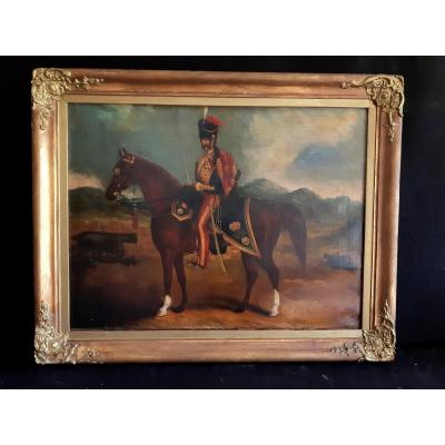 French School Early XIXth, Hussard à Cheval 1804 (h 46 / L 61 Cm)