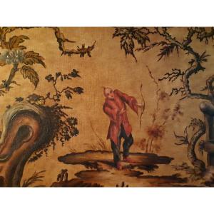 French School Early 20th Century, Pair Of Animated Scenes With Fantastic Decor (h 50 Cm / L 136, 5 Cm)